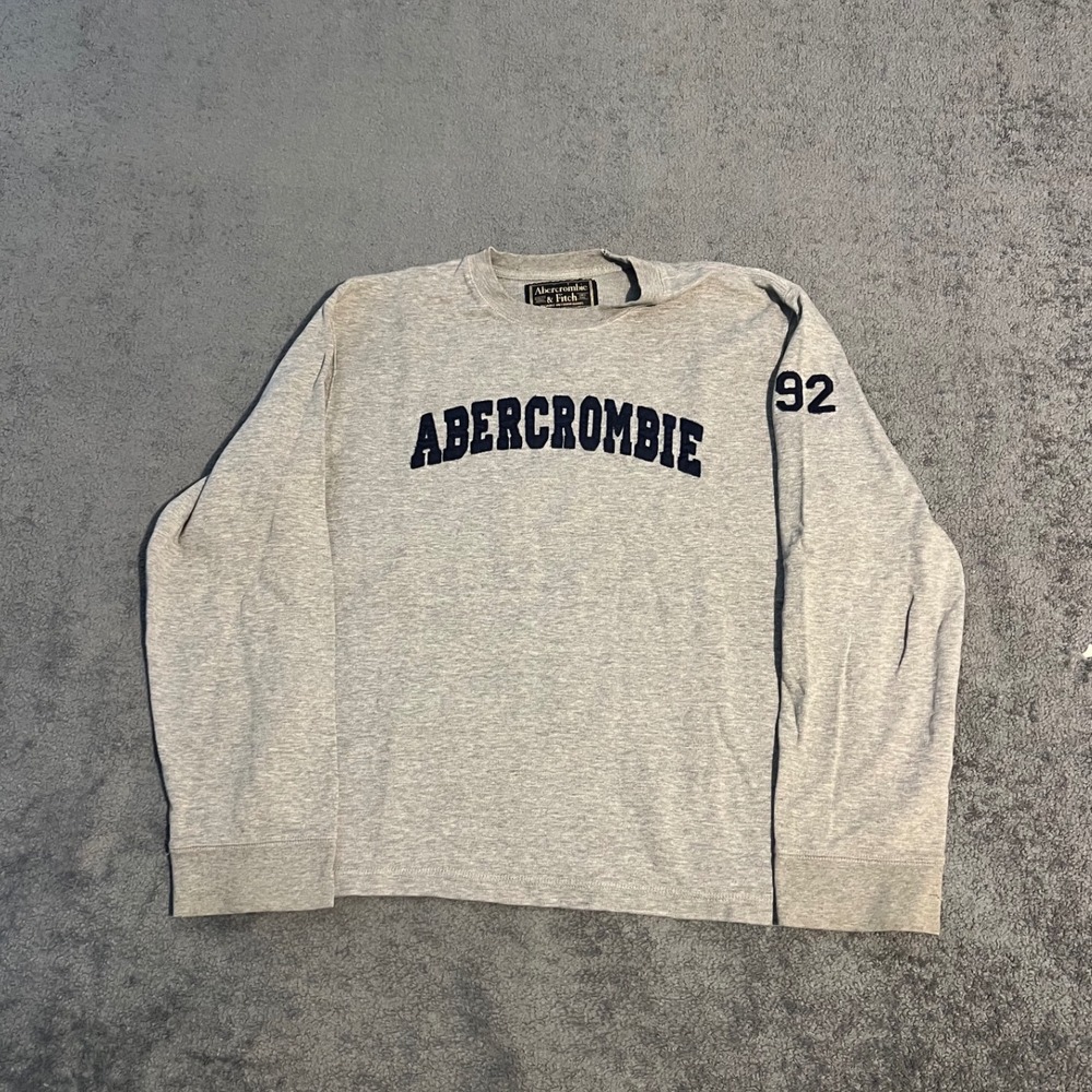 Vintage Abercrombie & Fitch Mens Gray Long Sleeve Logo Sweatshirt Size Large